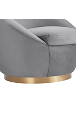 Armen Living Yves Yves Gray Velvet Swivel Accent Chair with Gold Base