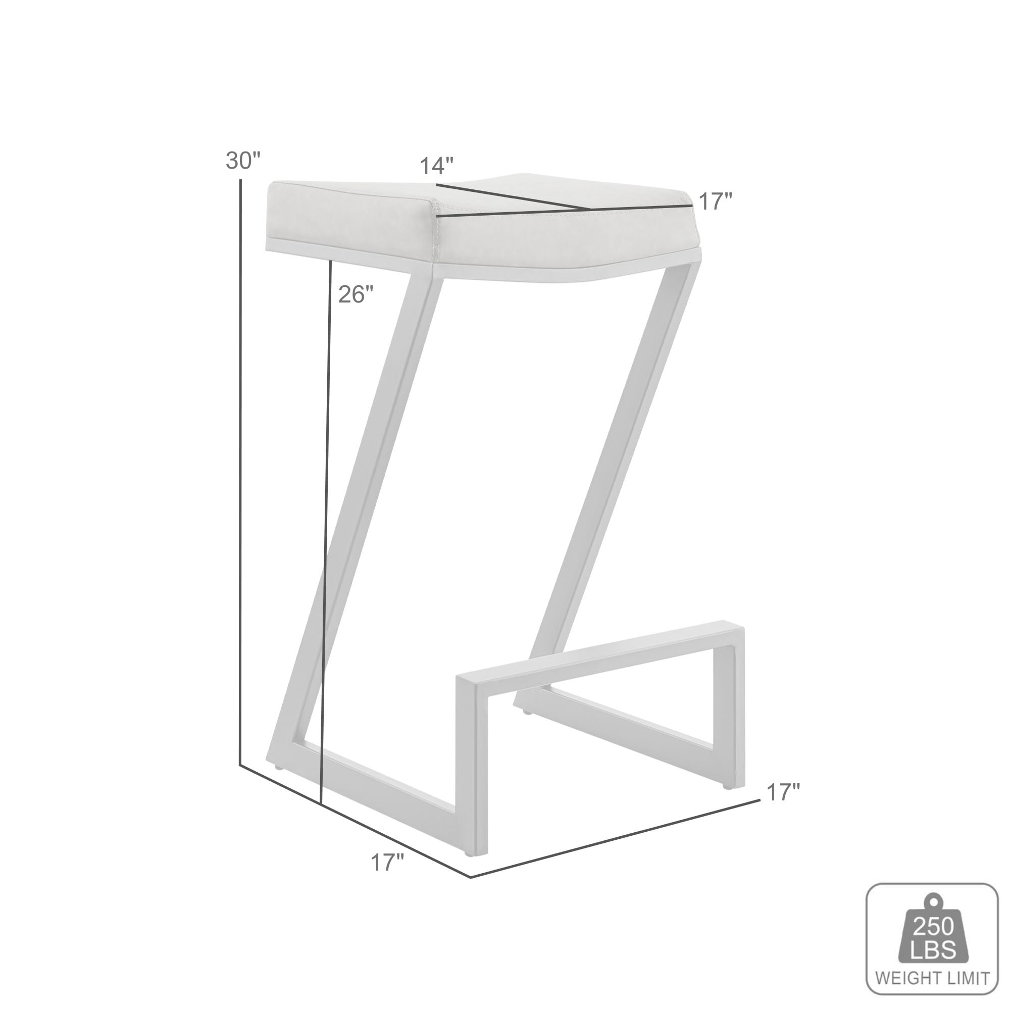 Armen Living Atlantis 30" Backless Barstool