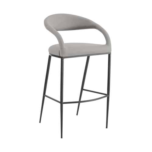 Contemporary Fixed Counter-Height Stool with Faux Leather Upholstery