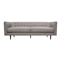 Contemporary Gray Fabric Sofa with Black Wood Legs