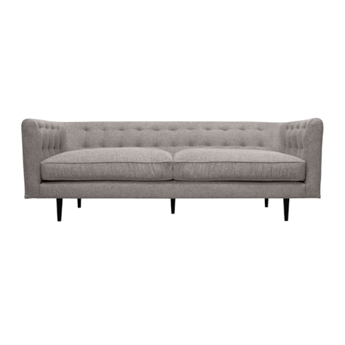 Contemporary Gray Fabric Sofa with Black Wood Legs