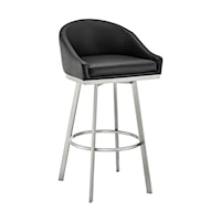 Mid-Century Modern Swivel Barstool with Brushed Stainless Steel