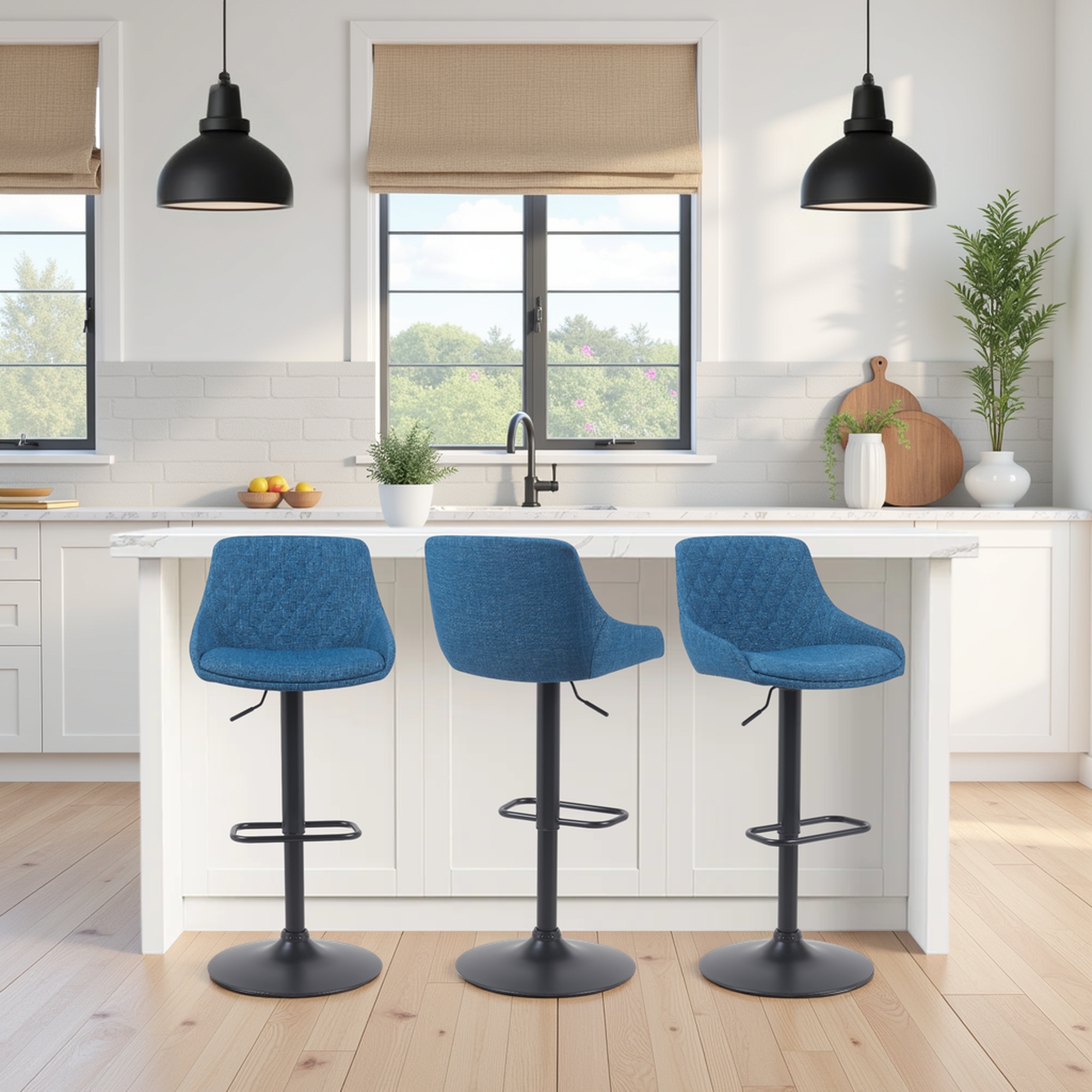 Upholstered Adjustable Swivel Barstool