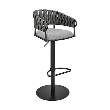 Contemporary Barrel-Back Barstool with Footrest