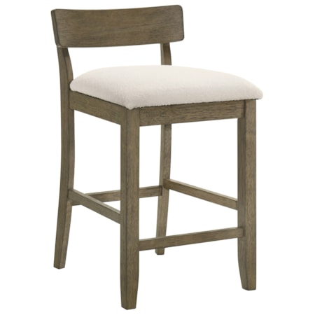 Upholstered Low-Back Fixed Counter Stool