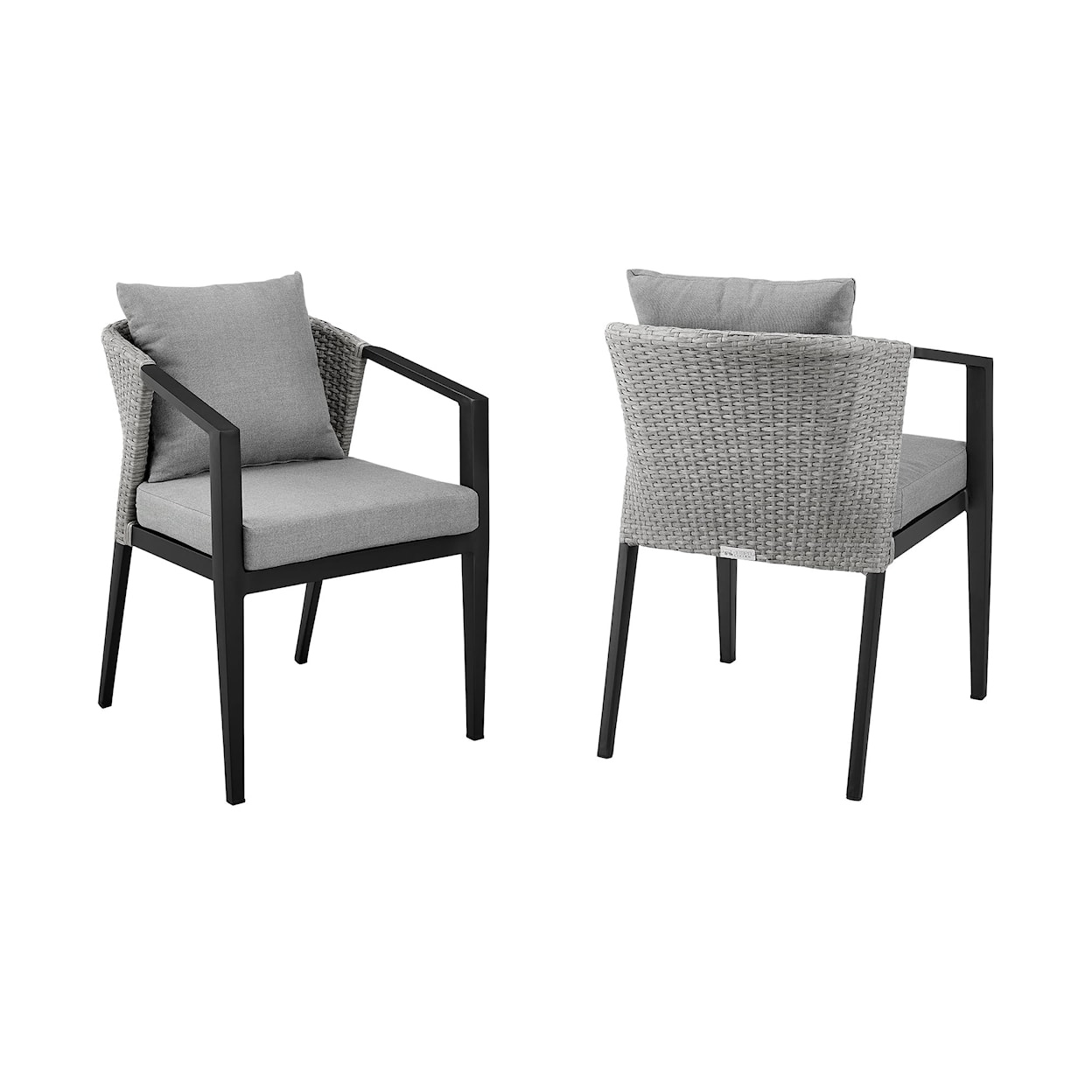 Armen Living Palma  Outdoor Patio Dining Chairs in Aluminum 