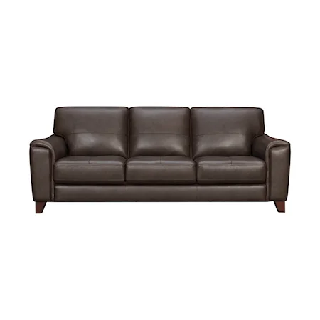 87" Espresso Genuine Leather Square Arm Sofa