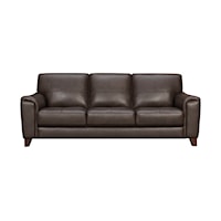 87" Espresso Genuine Leather Square Arm Sofa