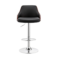 Contemporary Adjustable Faux Leather Bar Stool with Chrome Base