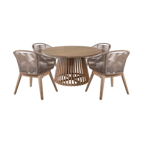 Coastal 5-Piece Patio Dining Set with UV and Water Resistant Wood