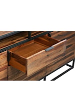 Armen Living Ludgate Rustic Rectangular Coffee Table with Shelf in Acacia and Black Metal