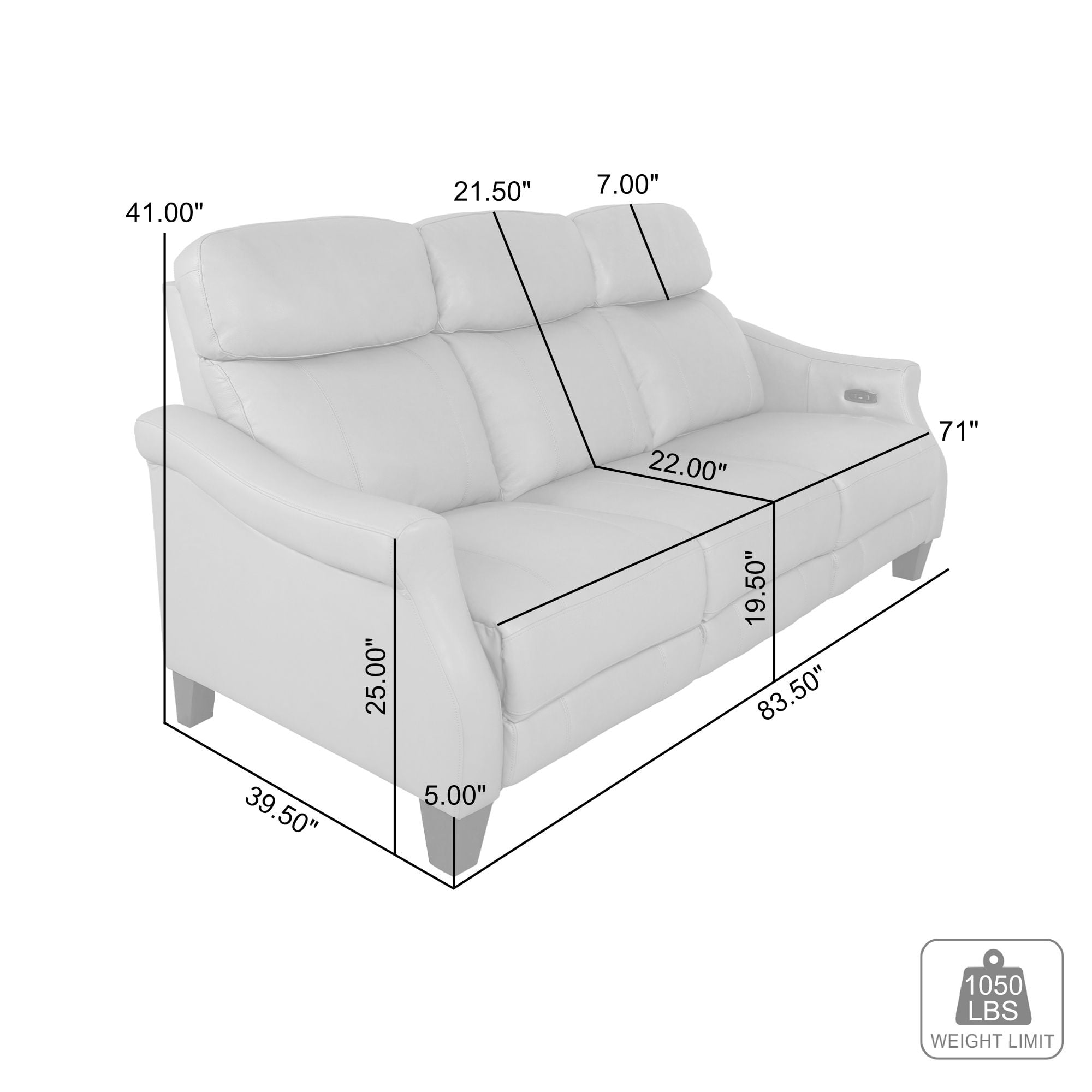 Armen Living Felicity Zero Gravity Power Reclining Sofa
