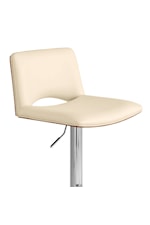 Armen Living Thierry Thierry Adjustable Swivel Gray Faux Leather with Walnut Back and Chrome Bar Stool