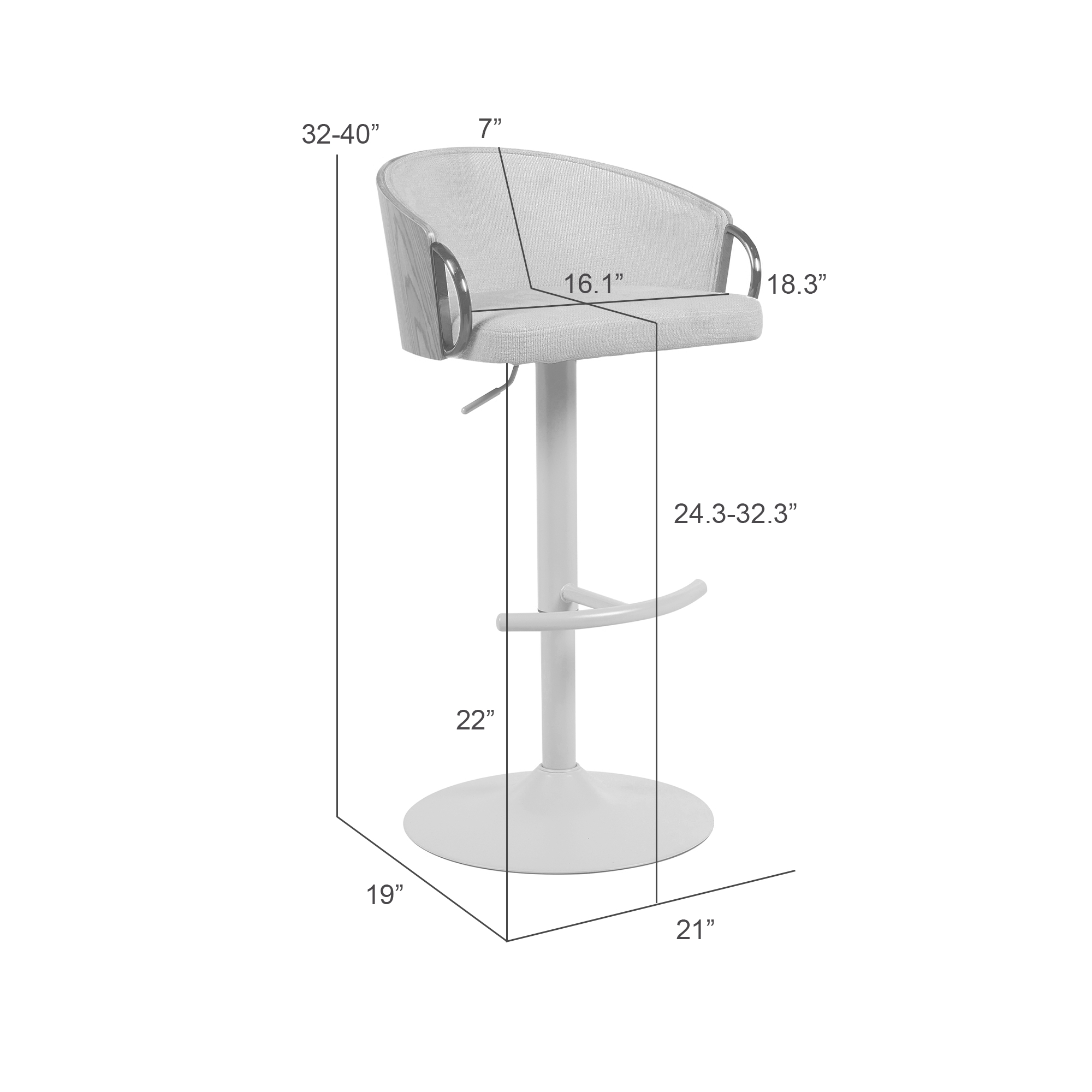 Armen Living Solstice Adjustable Upholstered Bar Stool