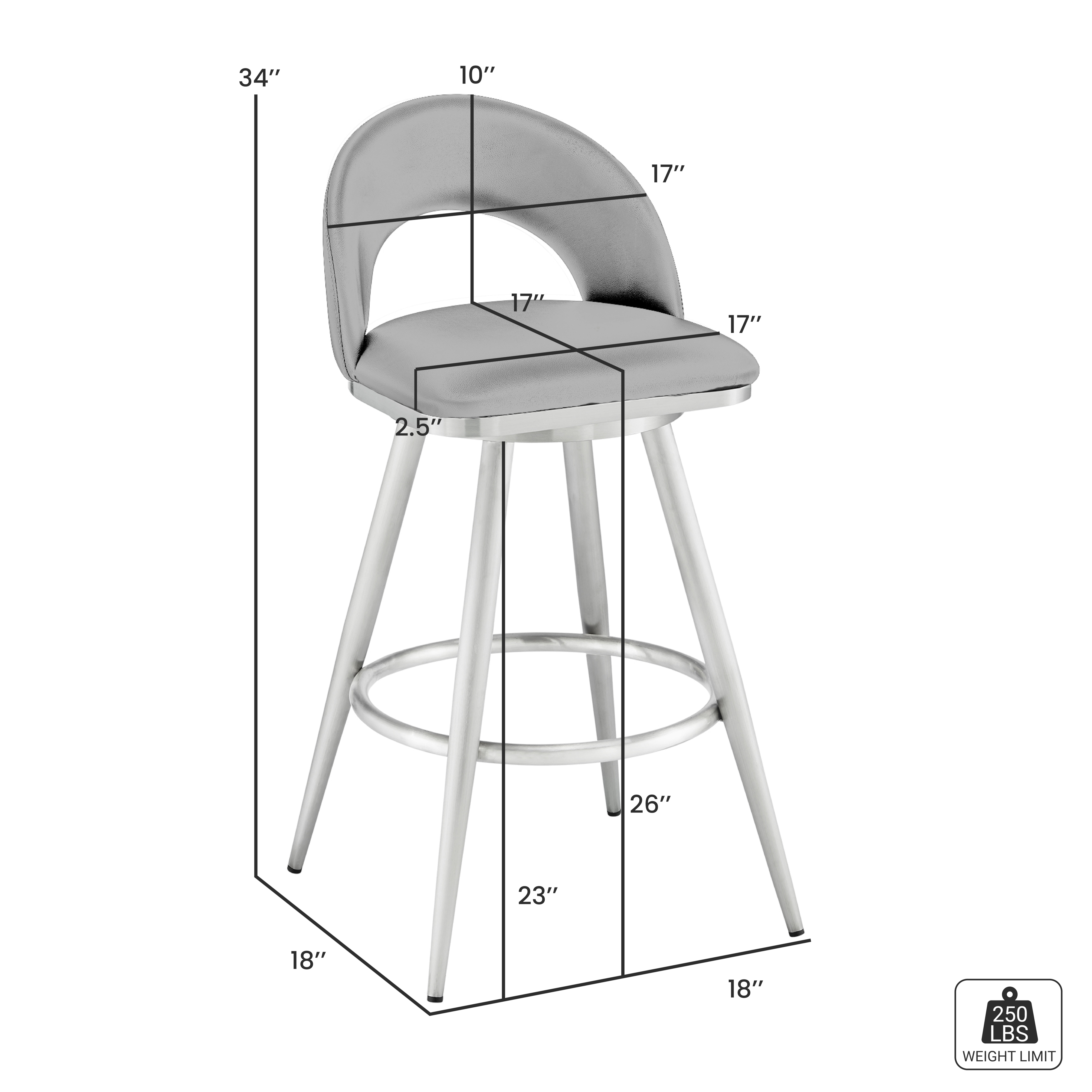 Armen Living Charlotte Swivel Counter Stool