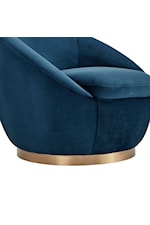 Armen Living Yves Yves Navy Velvet Swivel Accent Chair with Gold Base