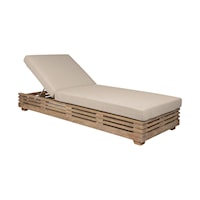 Contemporary Brown Outdoor Chaise with Wood Base