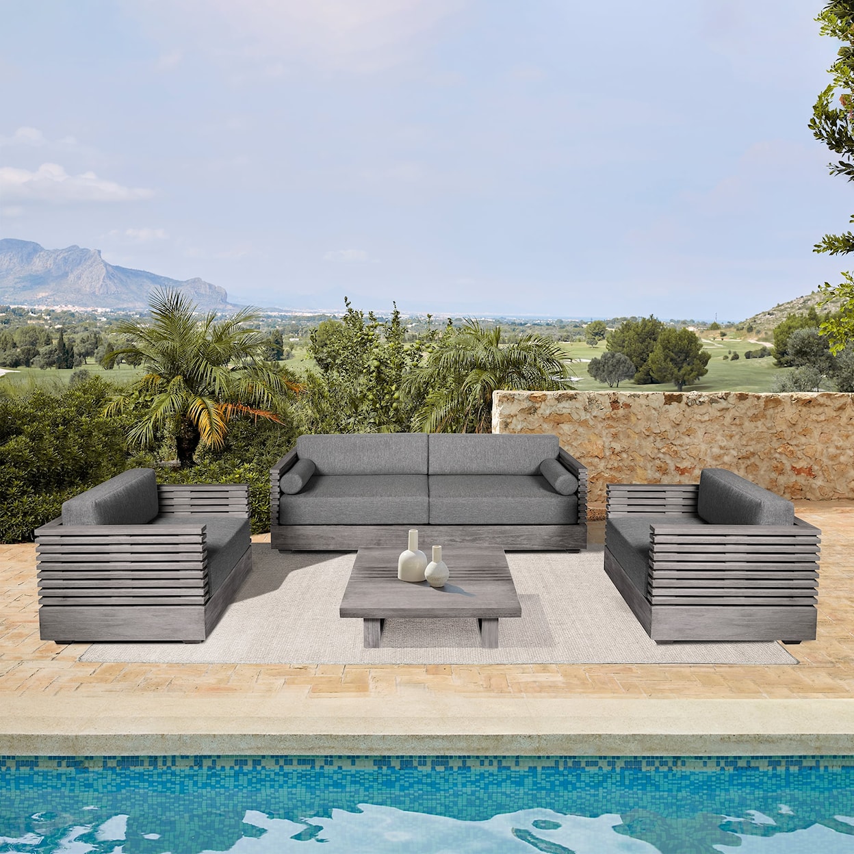 Armen Living Vivid Outdoor 2-Cushion Sofa