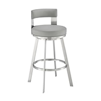 Contemporary 26" Swivel Counter Stool with Brushed Stainless Steel and Open Back