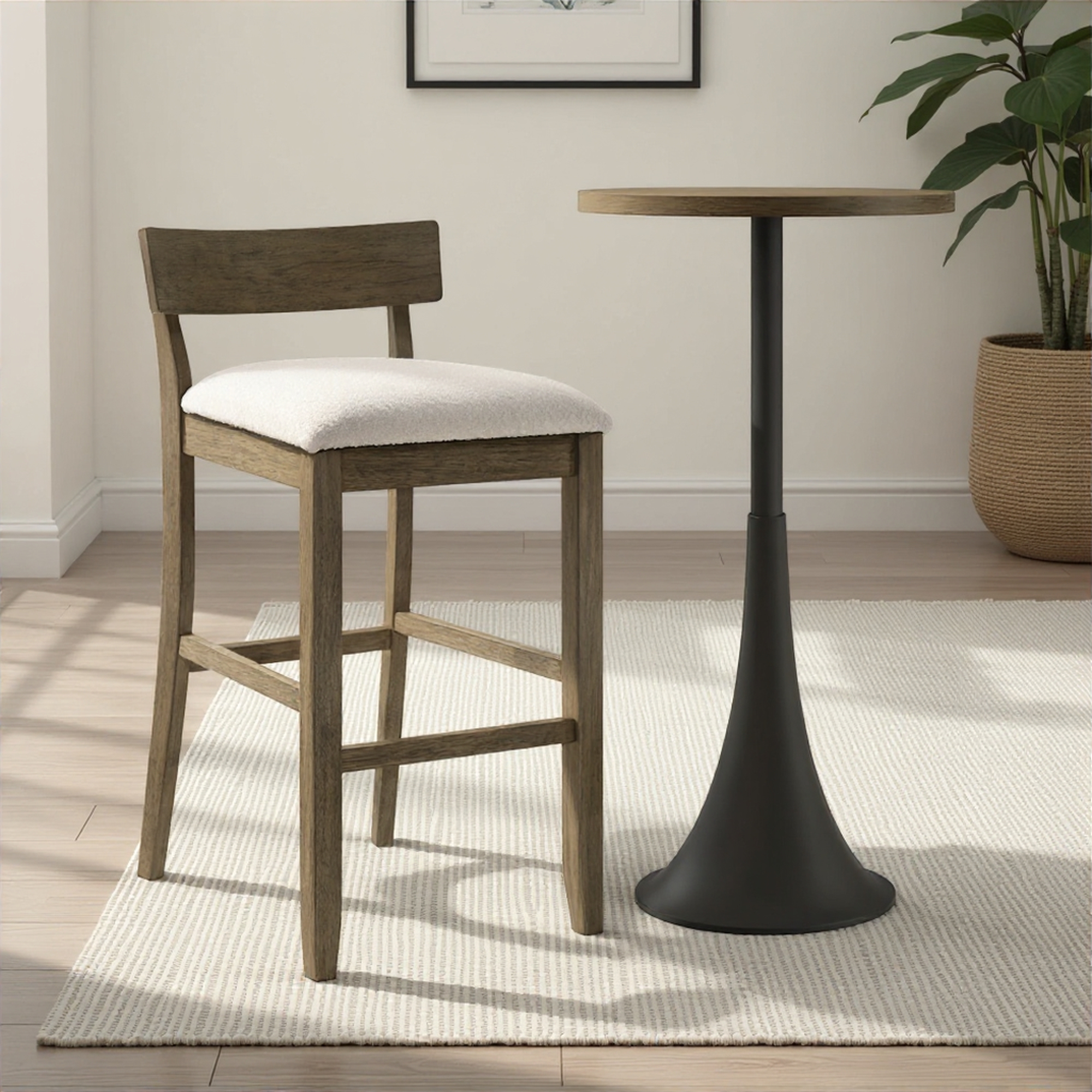 Armen Living Merie Upholstered Low-Back Fixed Barstool