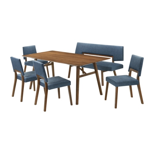 Mid-Century Modern 6-Piece Wood Dining Table Set
