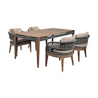 Contemporary Outdoor Dining Set with Eucalyptus Wood and Rope Accents