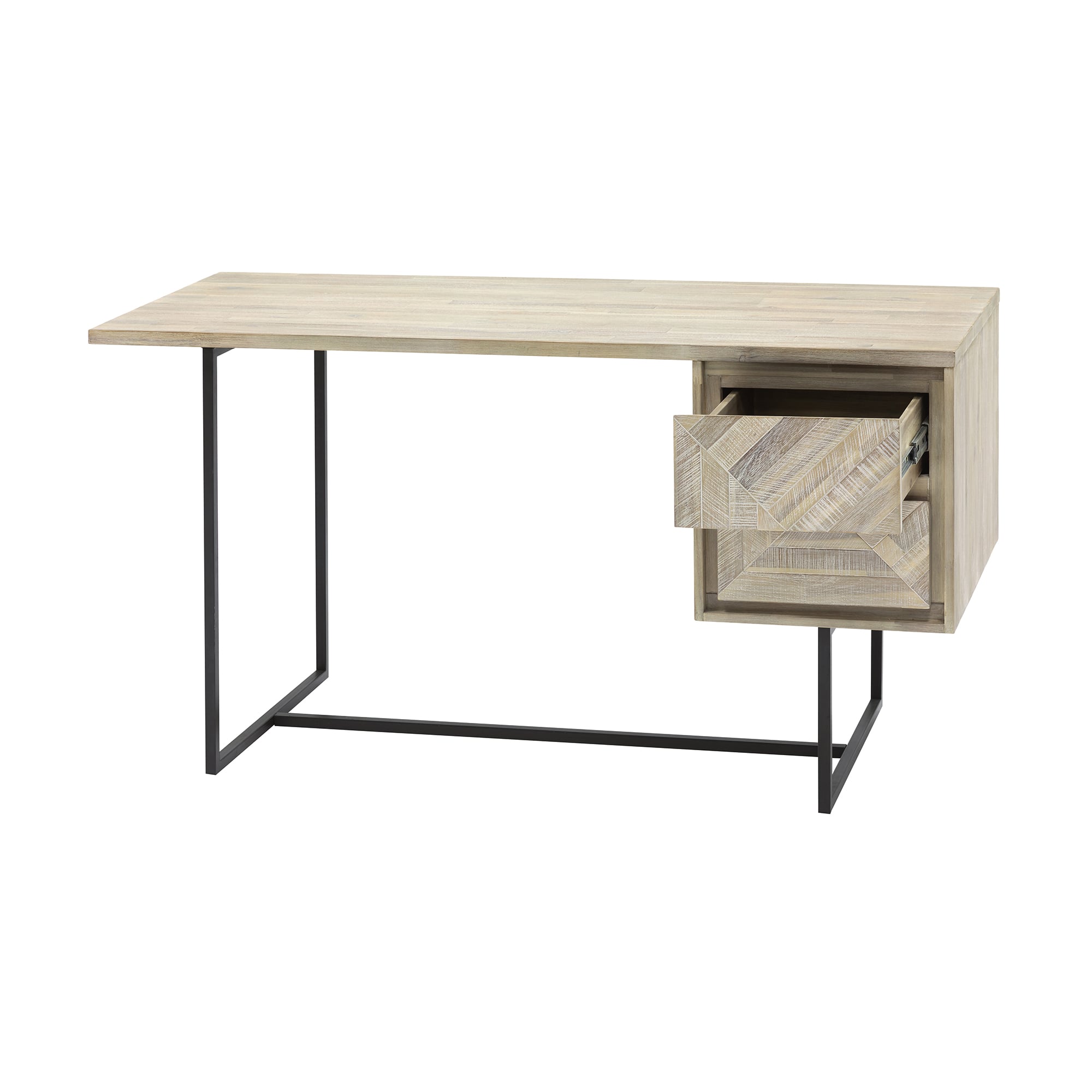 2-Drawer Desk in Natural Acacia Wood