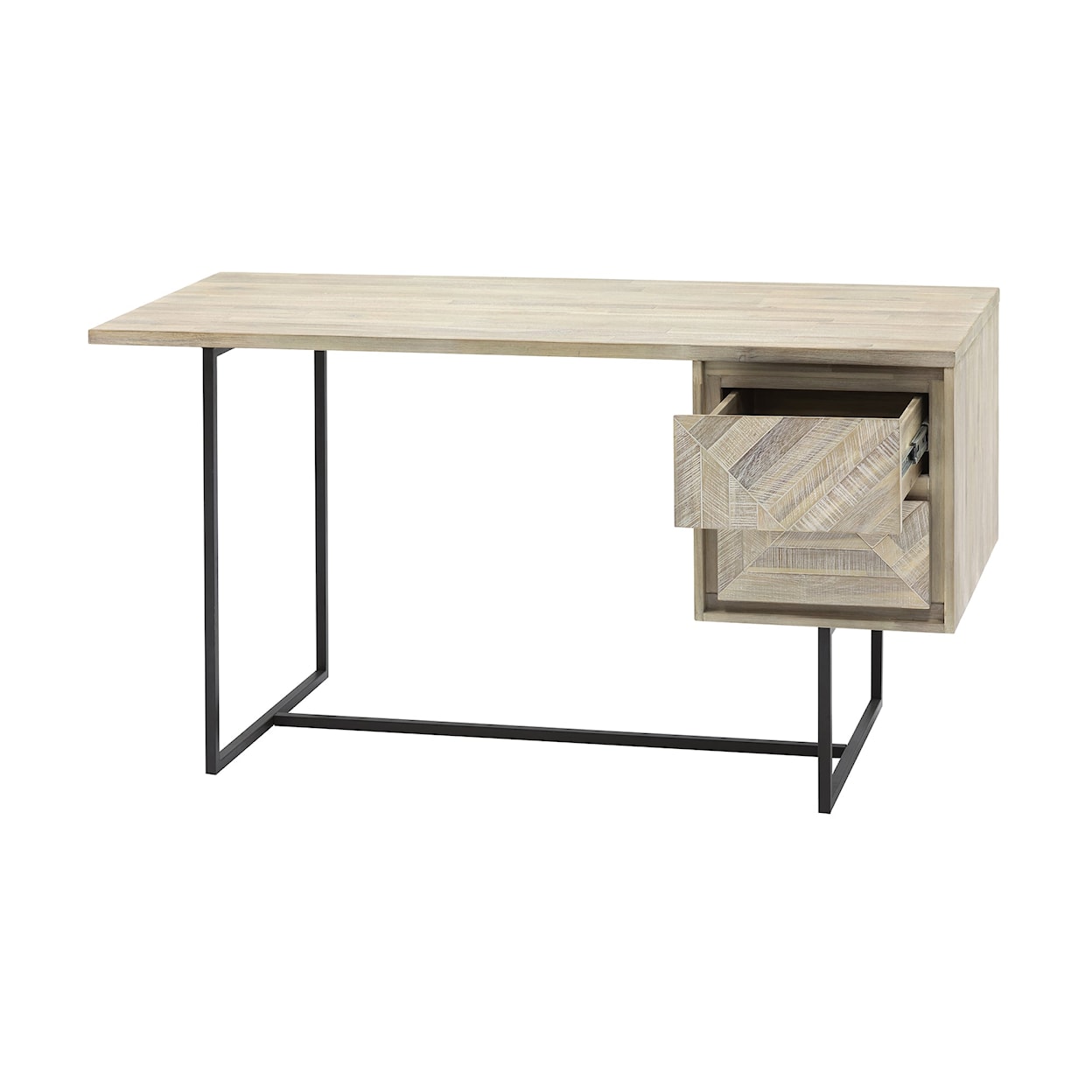 Armen Living Peridot 2-Drawer Desk in Natural Acacia Wood