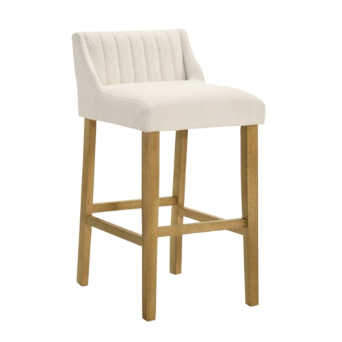 Contemporary Upholstered Barstool with Channel-Tufted Back