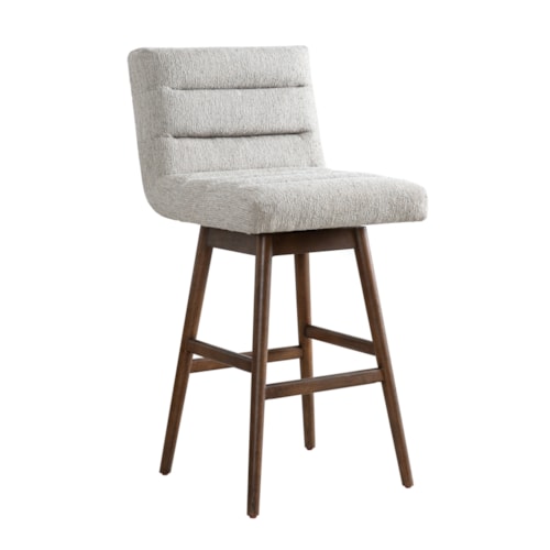 Contemporary Upholstered Swivel Barstool with Channel Tufting