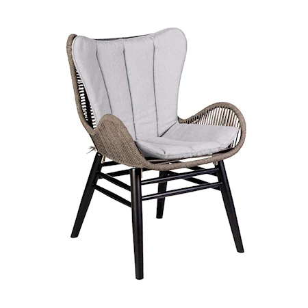 Contemporary Outdoor Dining Chair with Upholstered Seat
