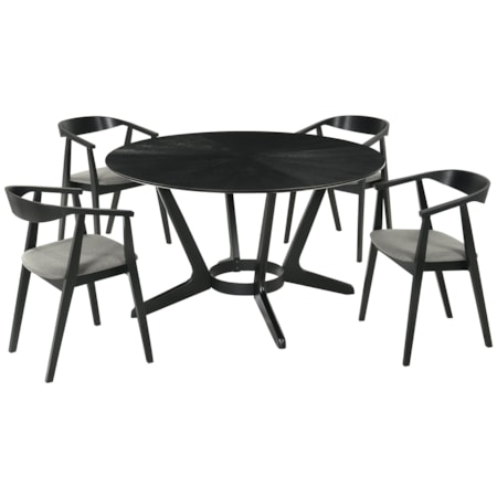 5-pc. Round Wood Dining Set