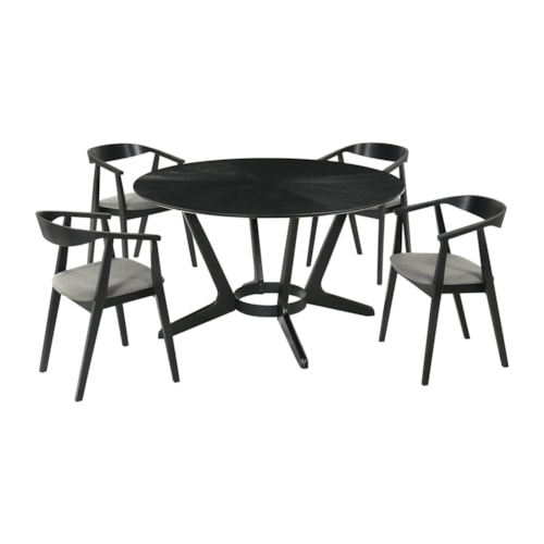 Mid-Century Modern 5-pc. Round Wood Dining Set