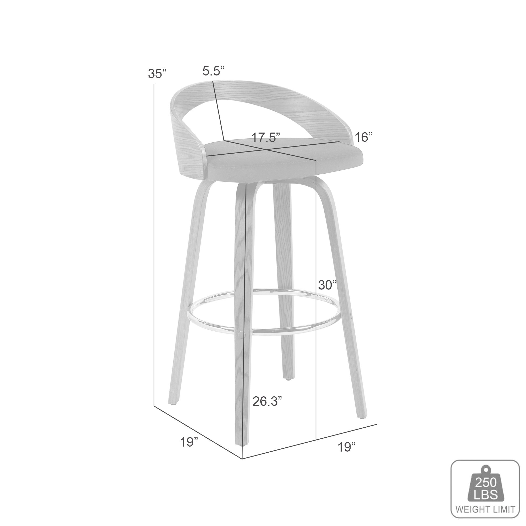 Armen Living Sonia Open-Back Swivel Barstool