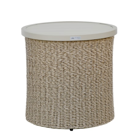 20" Rd. Aluminum-Top Woven End Table