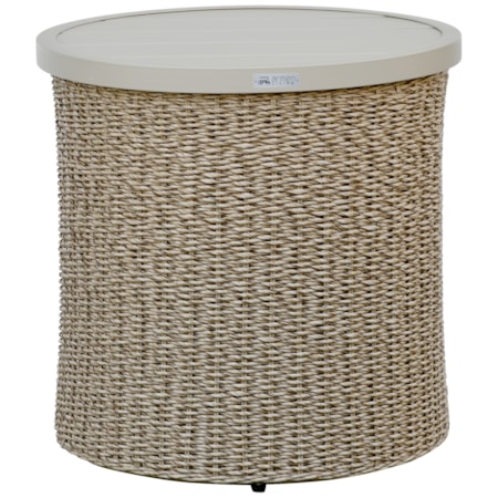 20" Rd. Aluminum-Top Woven End Table