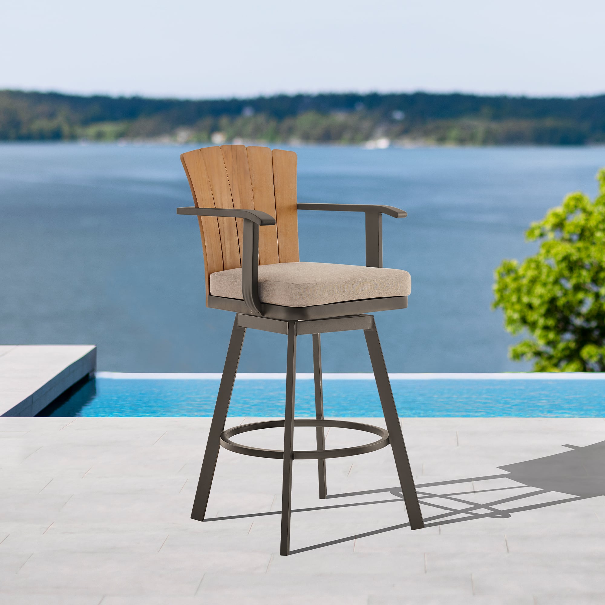 Armen Living Hazel Outdoor Counter-Height Stool