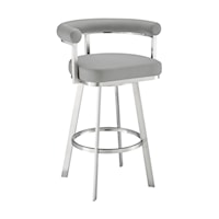 Casual Gray Swivel Counter Stool with Stainless Steel Frame