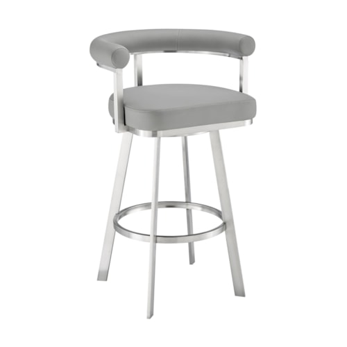 Casual Gray Swivel Counter Stool with Stainless Steel Frame