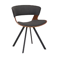 Ulric Wood and Metal Modern Dining Room Accent Chair in Charcoal Grey