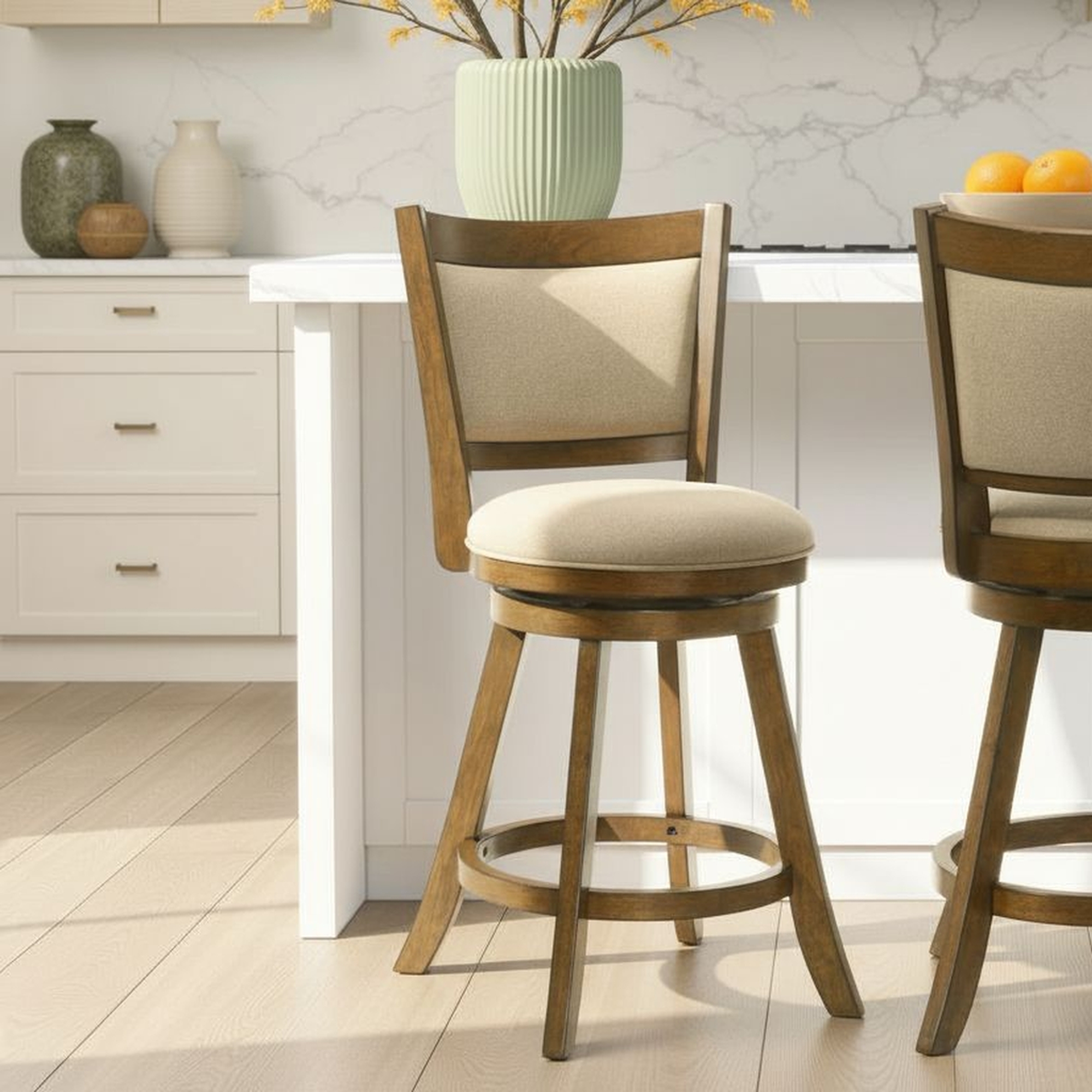 Armen Living Aiden Upholstered Counter-Height Swivel Stool