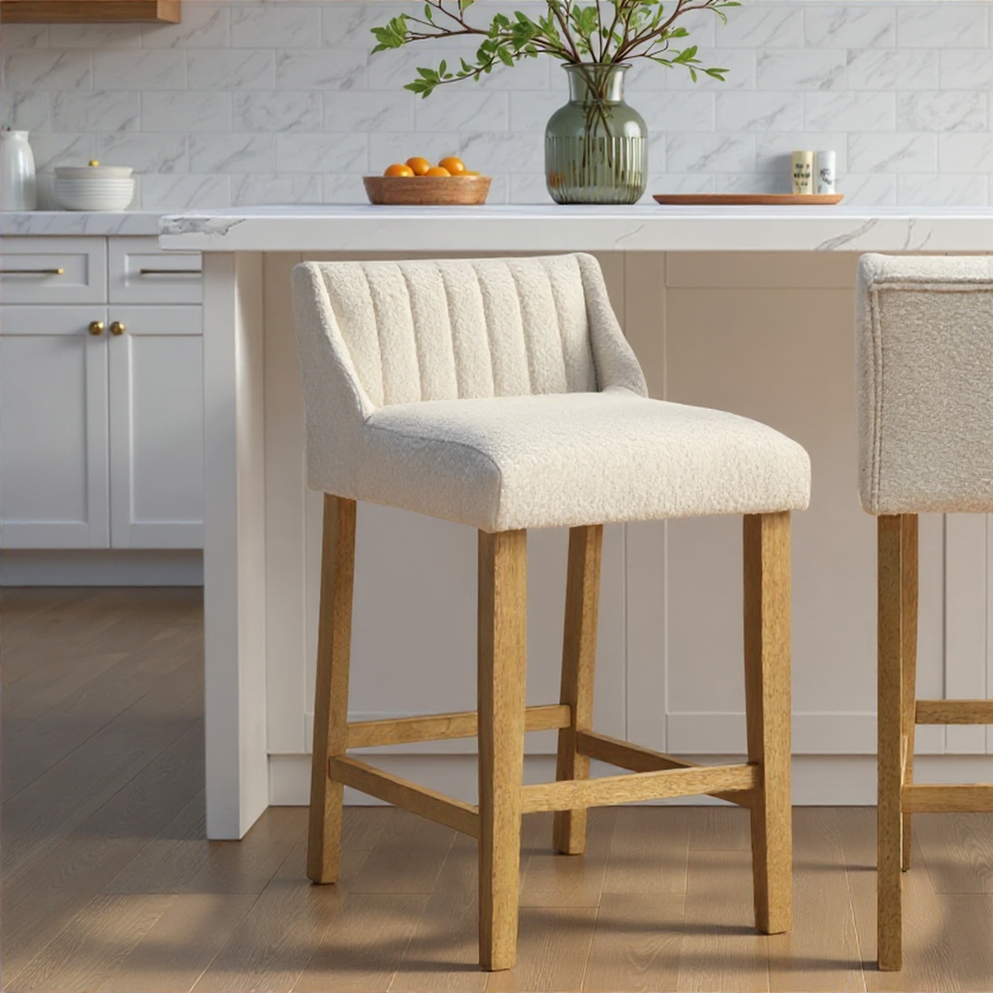 Armen Living Fauna Upholstered Counter Stool w/Channel Tufting