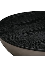 Armen Living Melody Contemporary Round Coffee Table in Concrete and Black Brushed Oak
