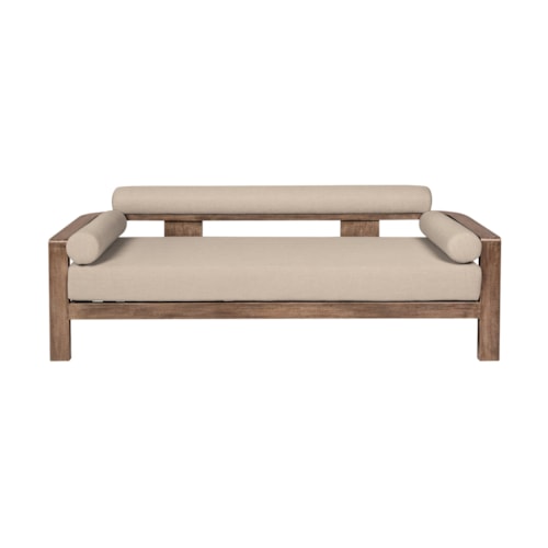 Contemporary Outdoor Sofa in Weathered Eucalyptus Wood