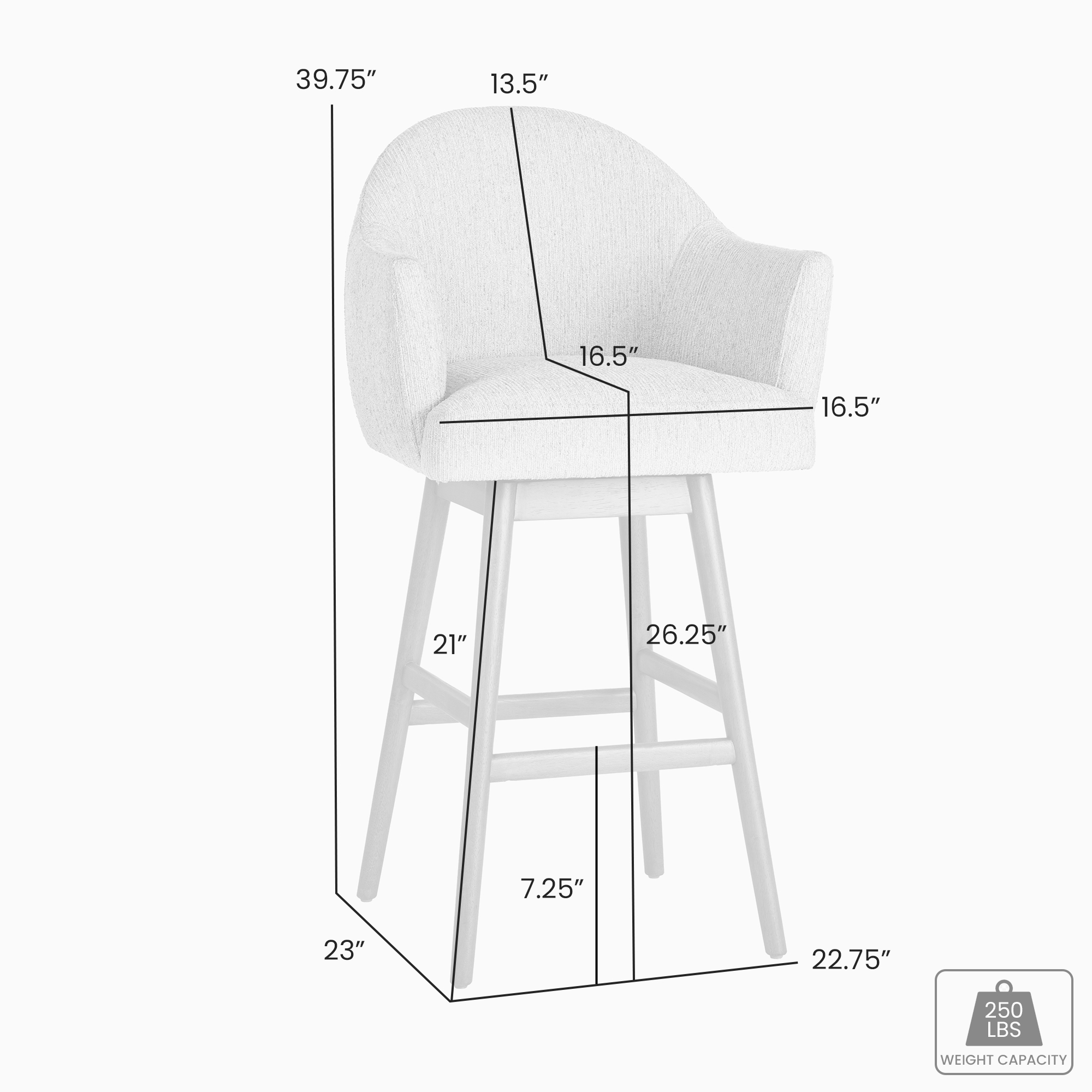 Armen Living Jaxon Upholstered Swivel Counter Chair