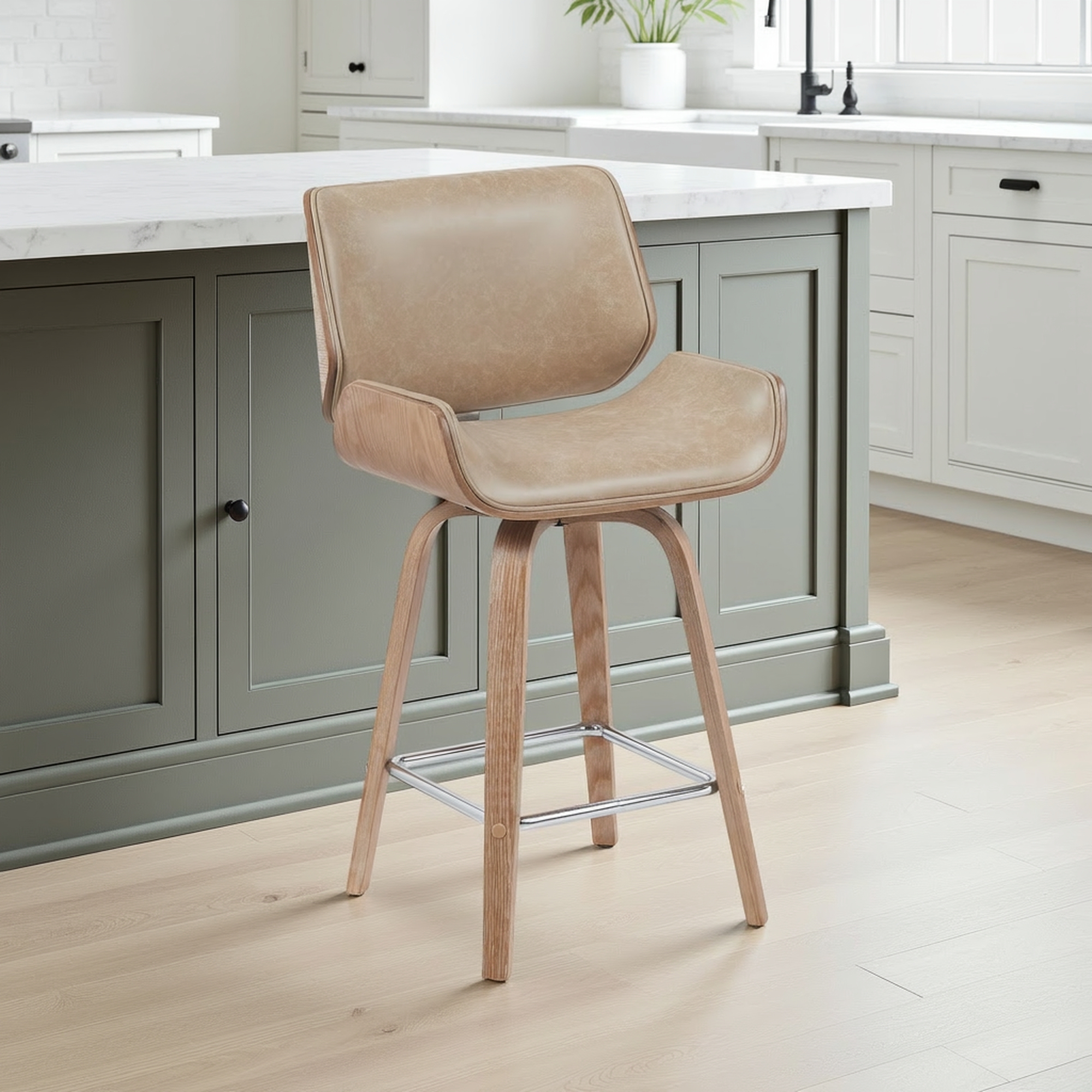 Armen Living Tyler Upholstered Swivel Counter Chair