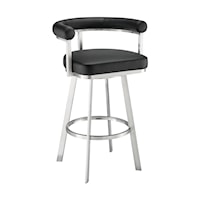 Casual Black Swivel Counter Stool with Stainless Steel Legs