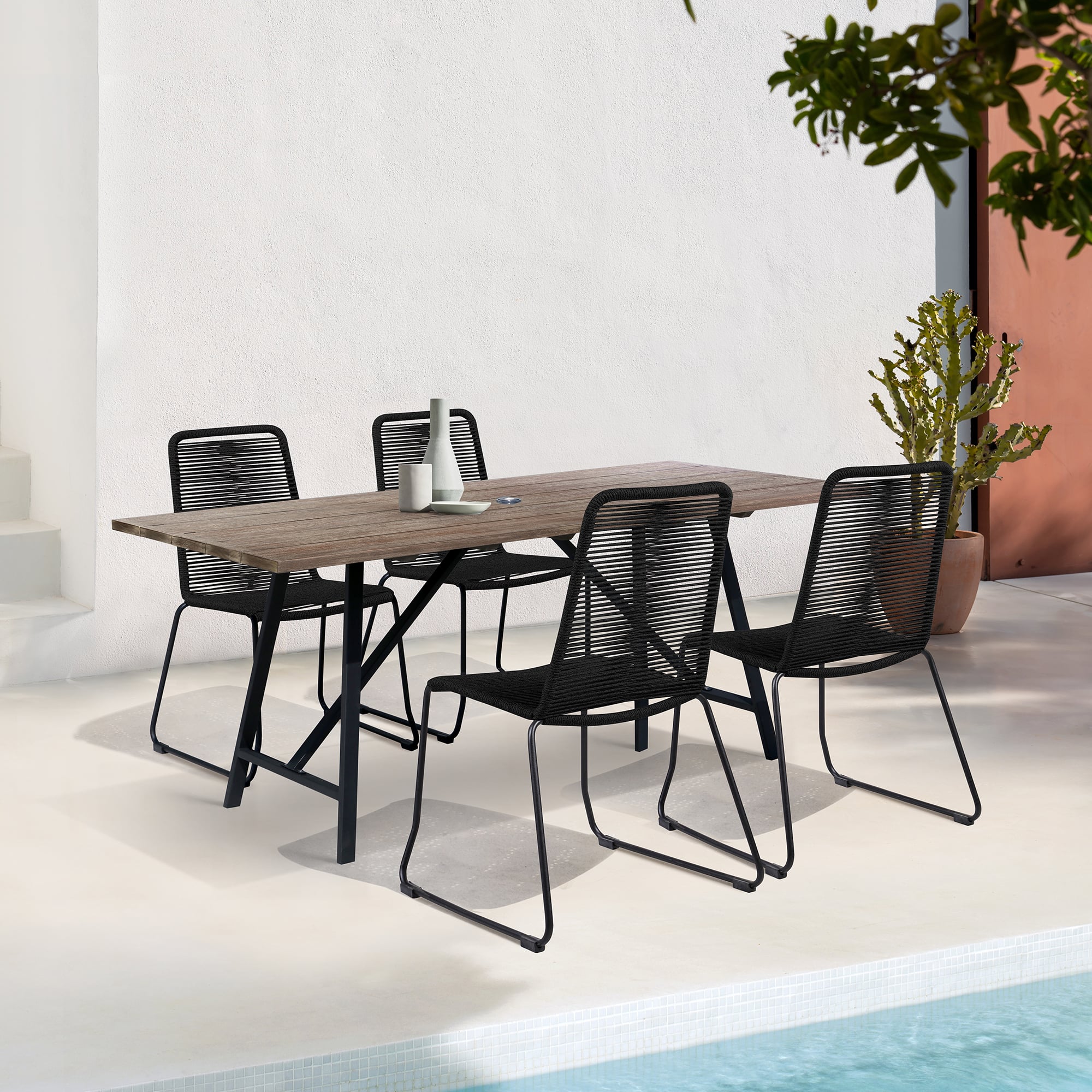 Armen Living Frinton / Shasta 5-Piece Outdoor Dining Set
