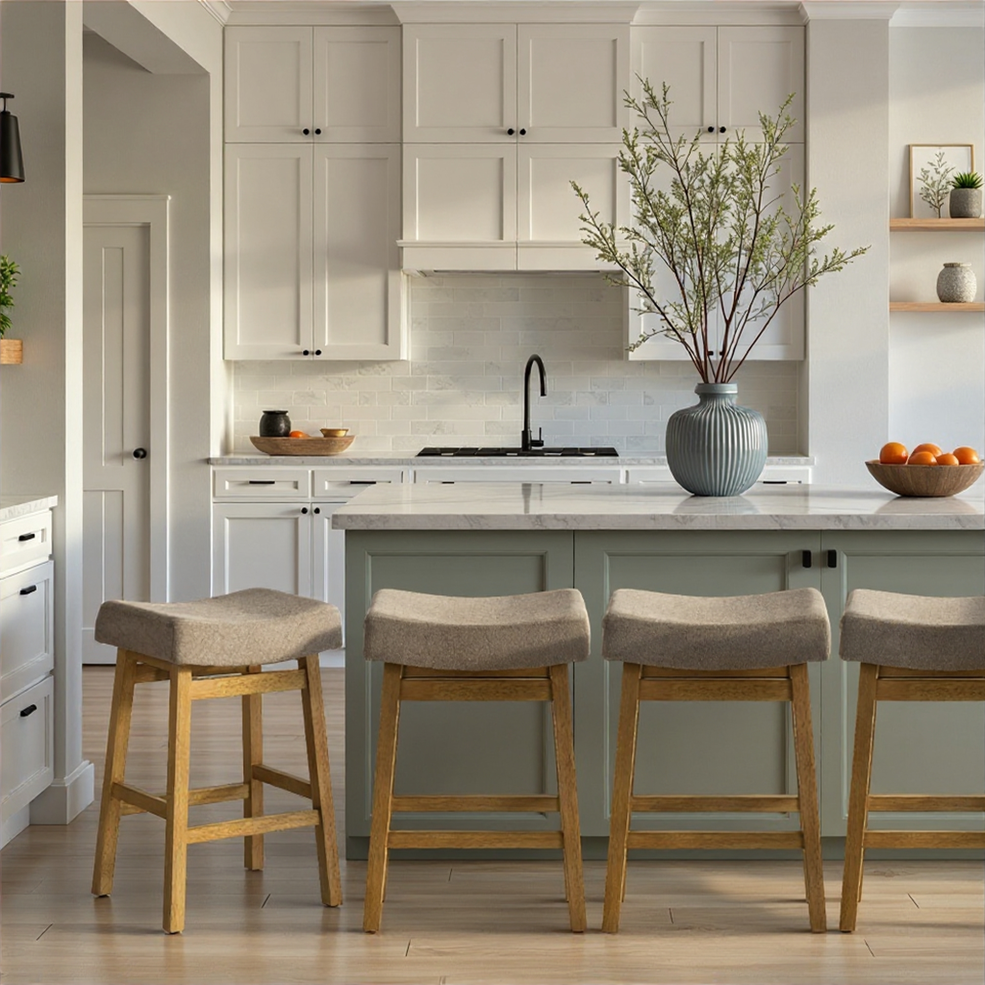 Armen Living Lenon Upholstered Backless Counter Stool