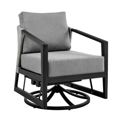 Contemporary Outdoor Swivel Lounge Chair with Gray Cushions
